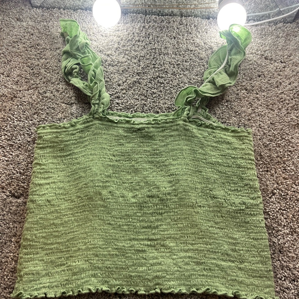 american eagle ribbed tank with ruffle sleeve